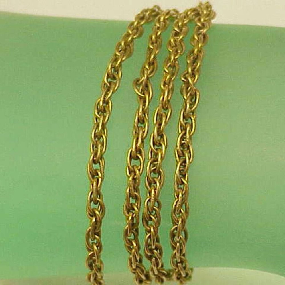 Unisex Estate 12K Yellow Gold Plated  Rope Cut Necklace 12.1g 24"